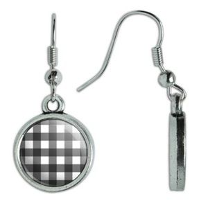 Gingham Black Trendy Novelty Dangle Earrings